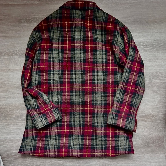 Vintage Jaclyn Smith wool blend burgundy black gold plaid coat jacket - size 12 - Picture 7 of 8